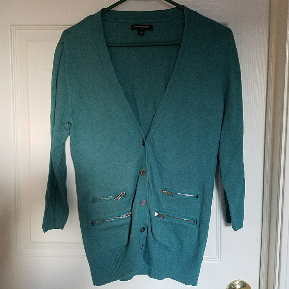 💙BANANA REPUBLIC TEAL ZIPPER CARDIGAN💙